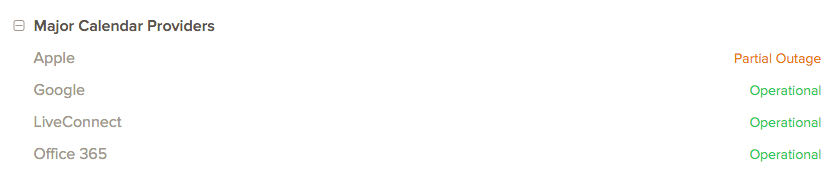 Major calendar providers