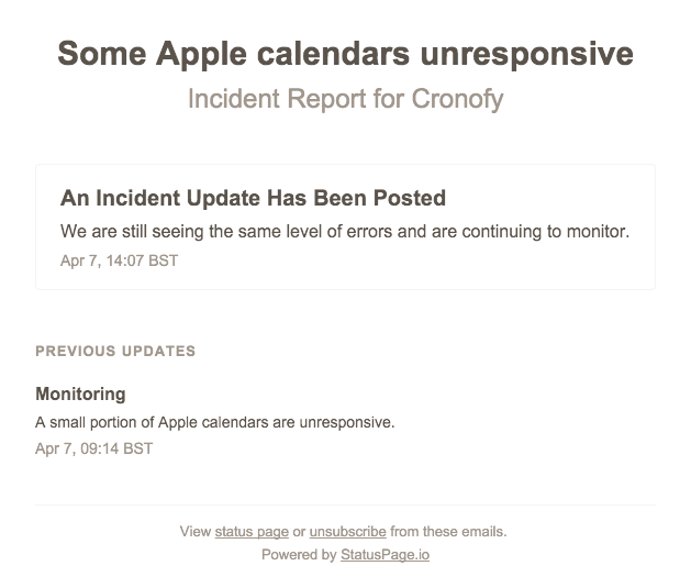 Some calendars unresponsive